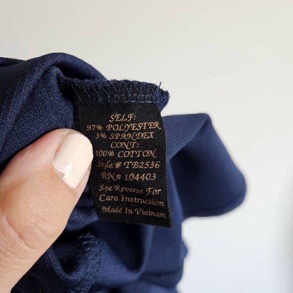 Mine Shirt Dress Mini Shift Embroidered Floral Collar Short Sleeve Navy M - Picture 5 of 6